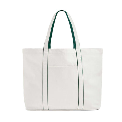 Soft White-Bottle Green - Back - Westford Mill Courtside Large Tote Bag