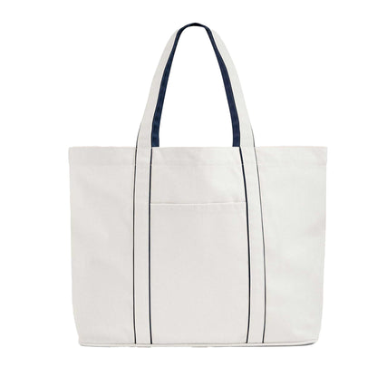 Soft White-French Navy - Back - Westford Mill Courtside Large Tote Bag