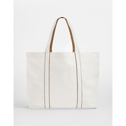 Soft White-Caramel - Side - Westford Mill Courtside Large Tote Bag