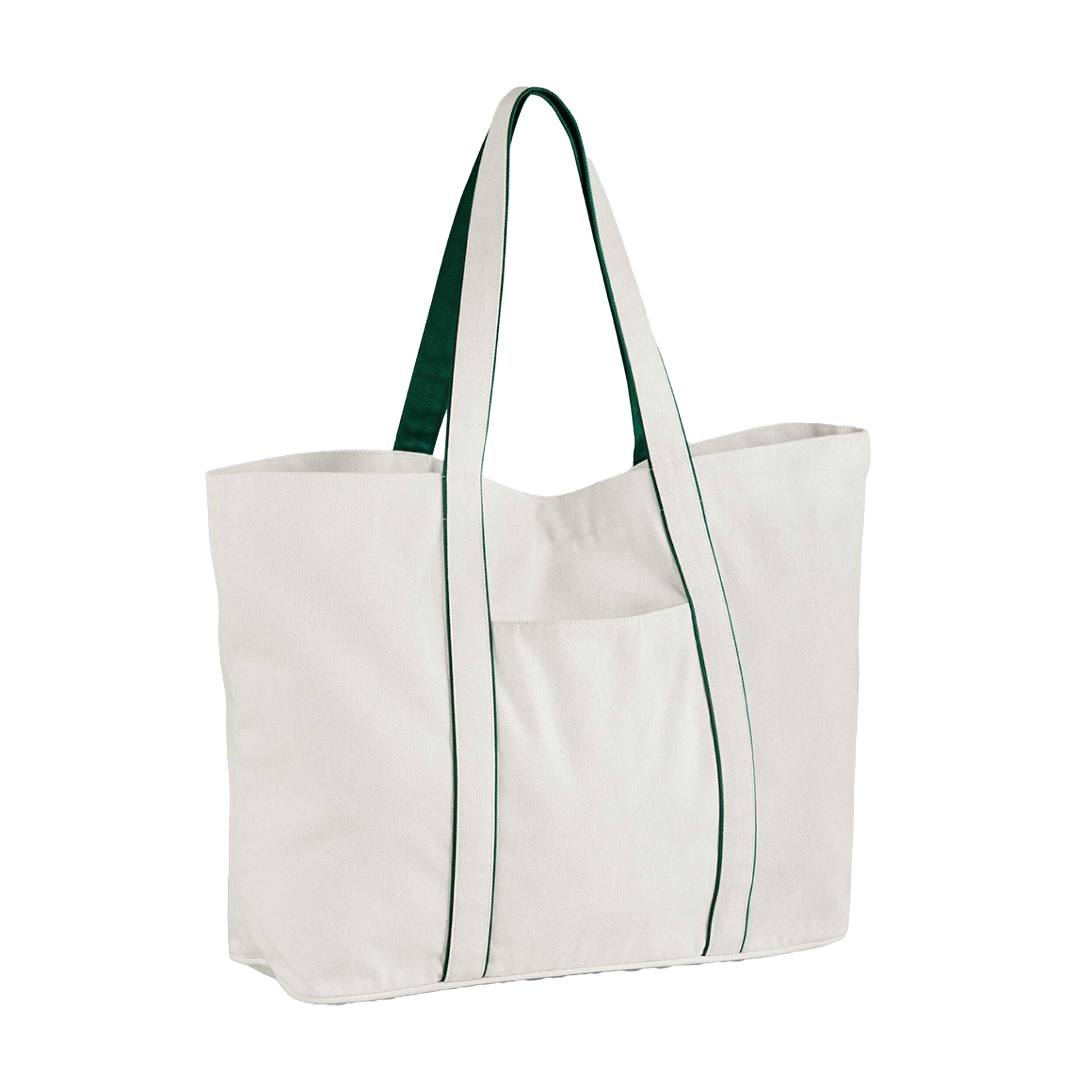 Soft White-Bottle Green - Front - Westford Mill Courtside Large Tote Bag