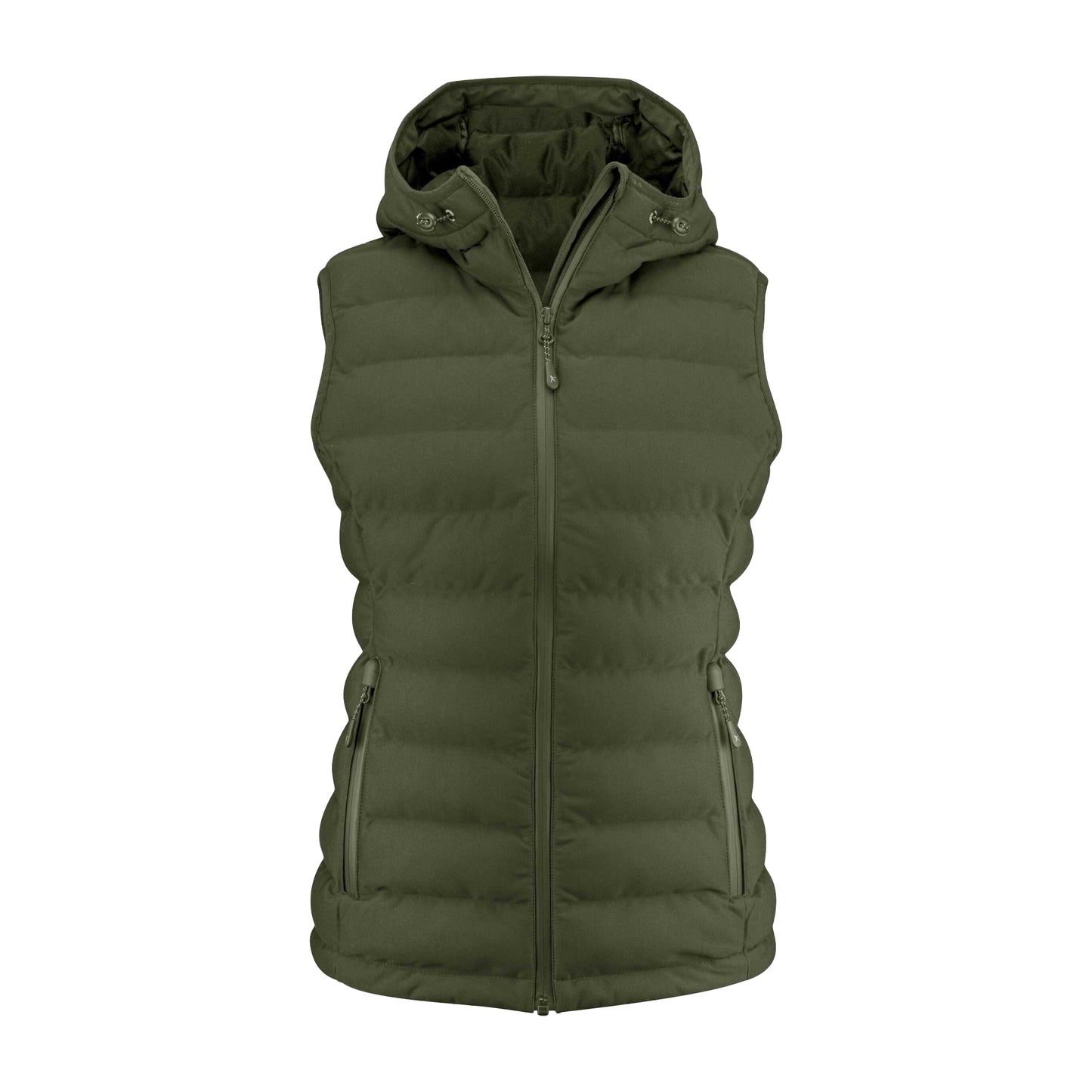 Moss Green - Front - James Harvest Womens-Ladies Woodlake Heights Padded Gilet