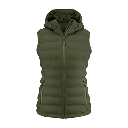 Moss Green - Front - James Harvest Womens-Ladies Woodlake Heights Padded Gilet