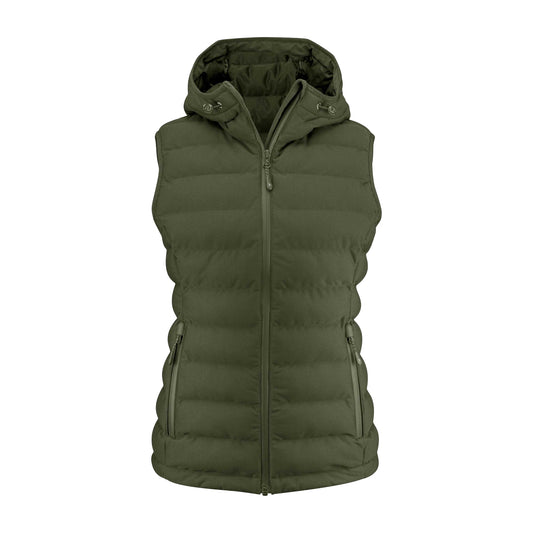 Moss Green - Front - James Harvest Womens-Ladies Woodlake Heights Padded Gilet