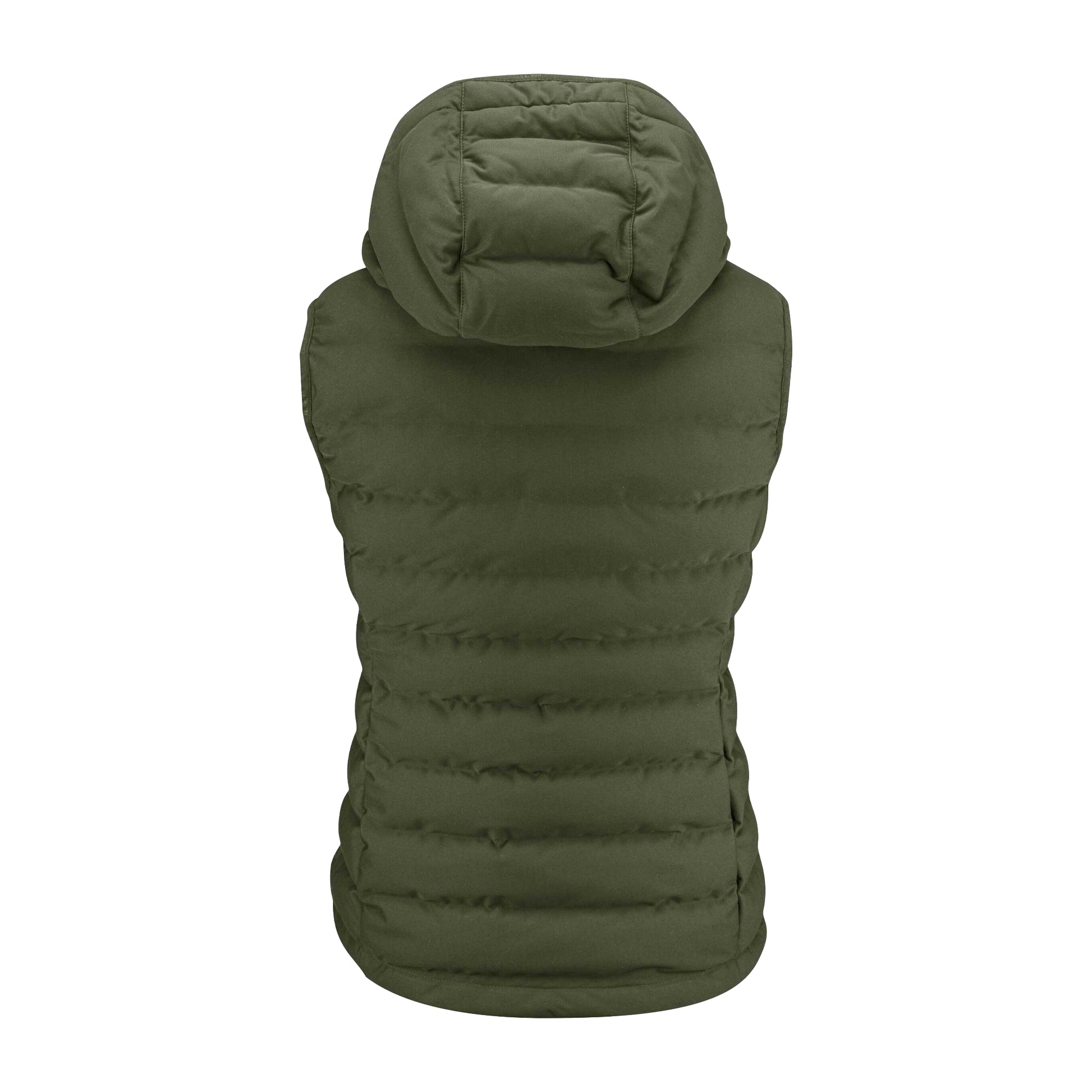 Moss Green - Back - James Harvest Womens-Ladies Woodlake Heights Padded Gilet