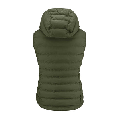 Moss Green - Back - James Harvest Womens-Ladies Woodlake Heights Padded Gilet