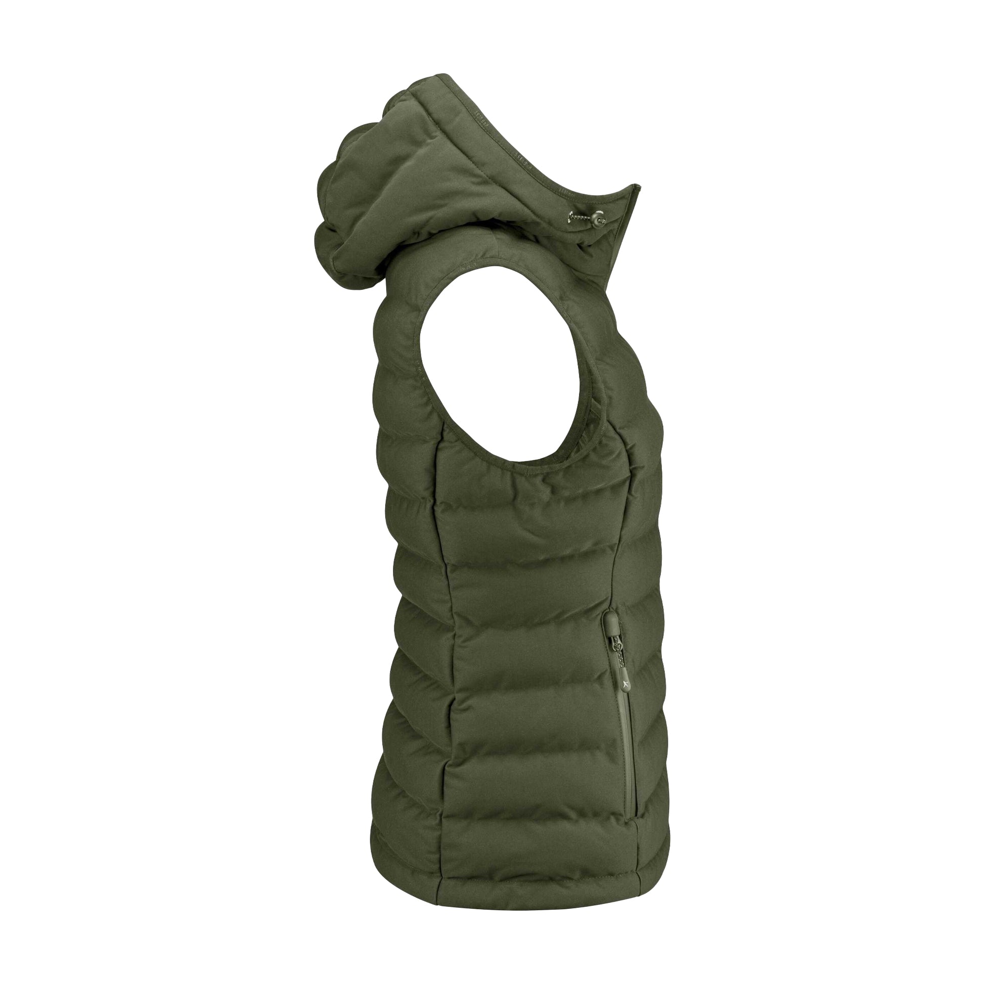 Moss Green - Side - James Harvest Womens-Ladies Woodlake Heights Padded Gilet