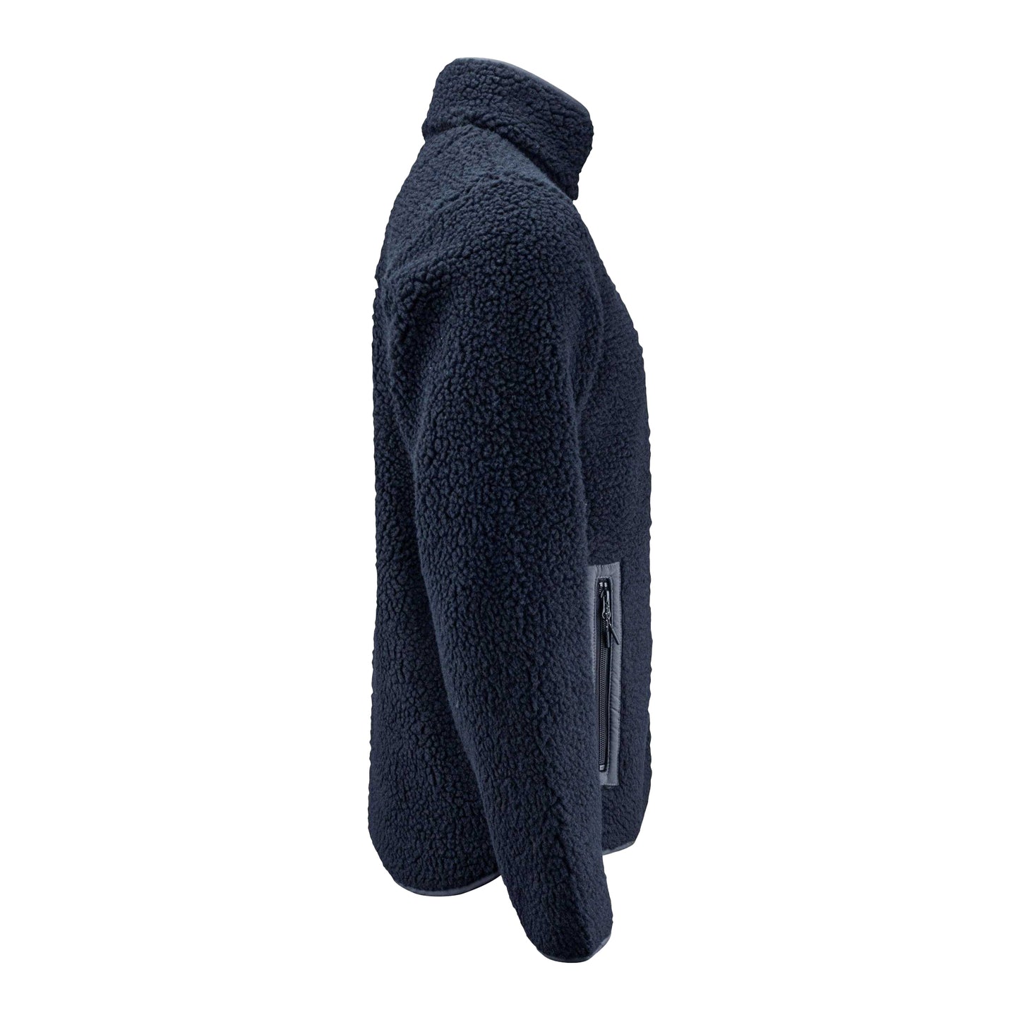 Navy - Side - James Harvest Mens Kingsley Sherpa Fleece Jacket