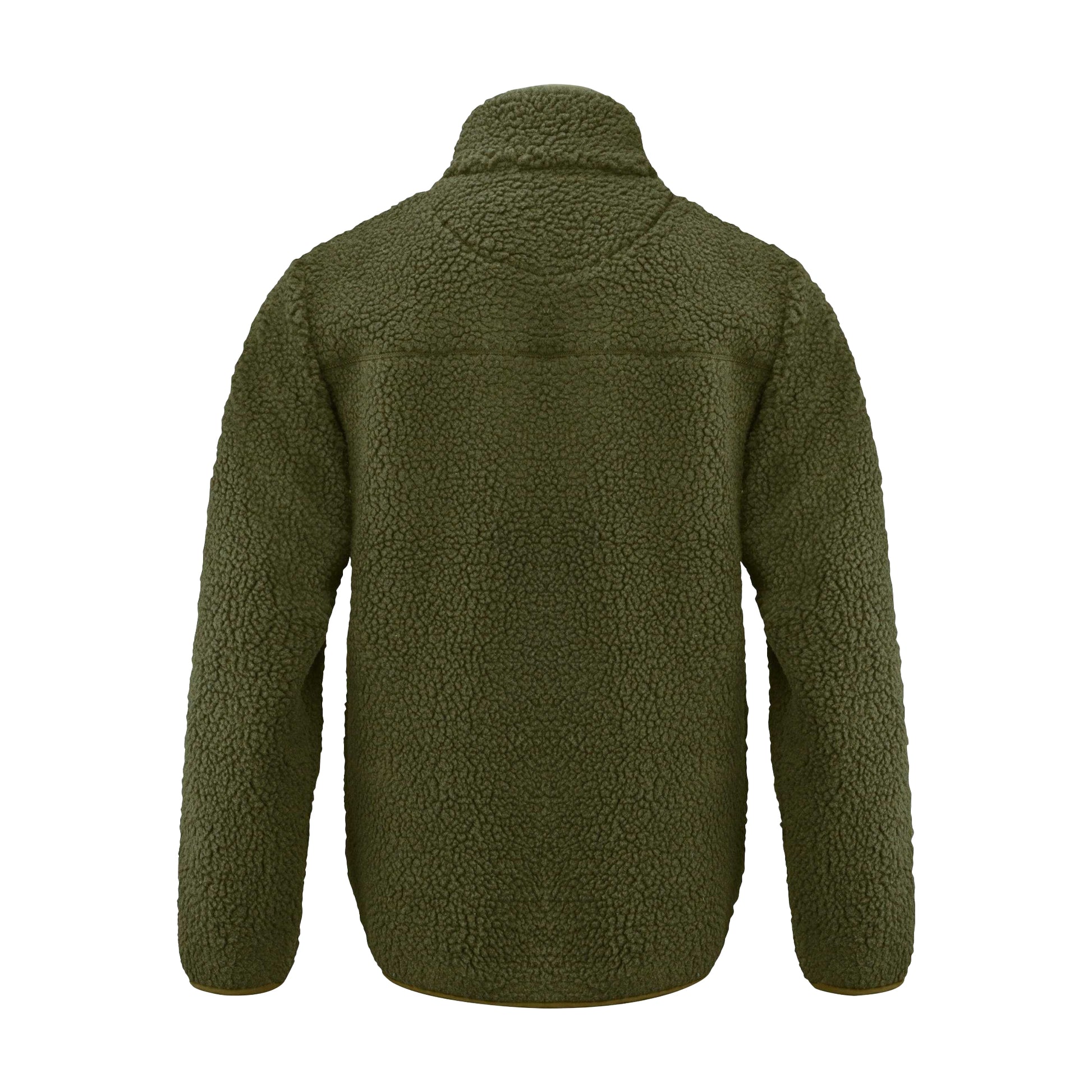 Moss Green - Back - James Harvest Mens Kingsley Sherpa Fleece Jacket