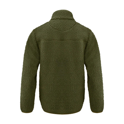 Moss Green - Back - James Harvest Mens Kingsley Sherpa Fleece Jacket