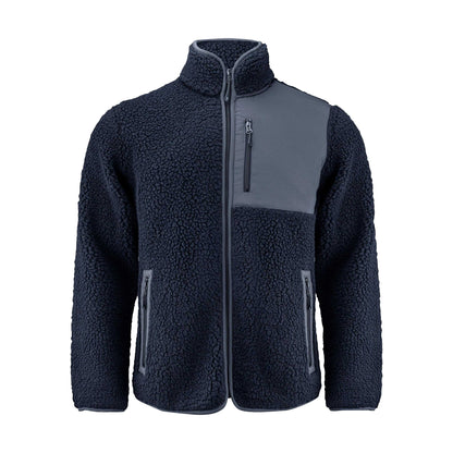 Navy - Front - James Harvest Mens Kingsley Sherpa Fleece Jacket