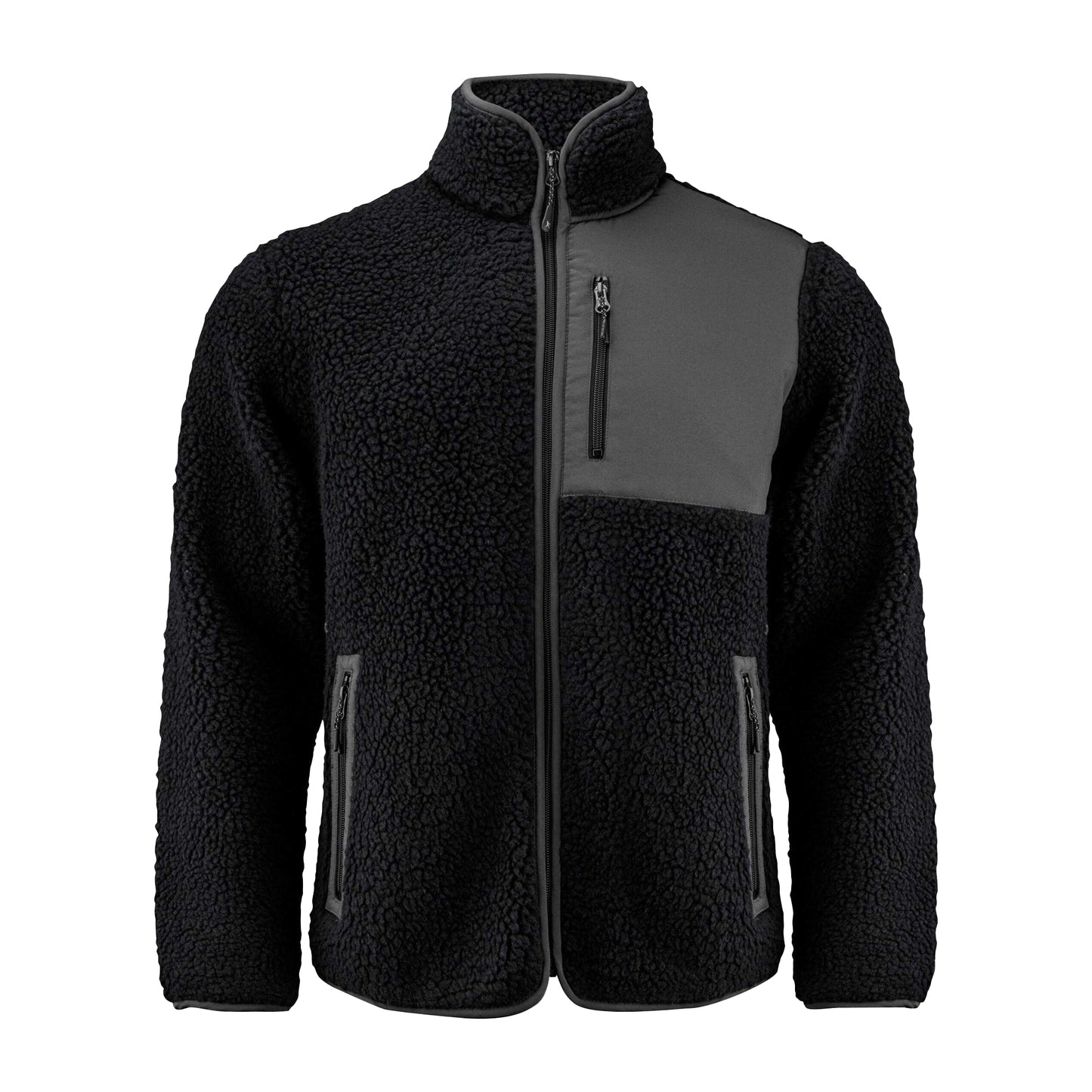Black - Front - James Harvest Mens Kingsley Sherpa Fleece Jacket