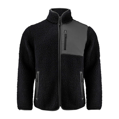 Black - Front - James Harvest Mens Kingsley Sherpa Fleece Jacket