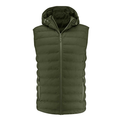 Moss Green - Front - James Harvest Mens Woodlake Heights Padded Gilet