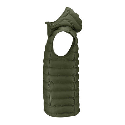 Moss Green - Side - James Harvest Mens Woodlake Heights Padded Gilet