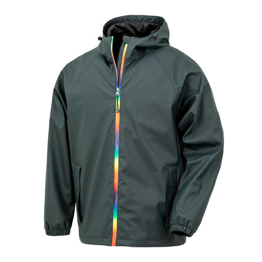 Black Olive - Front - Result Recycled Unisex Adult Prism PU Waterproof Jacket