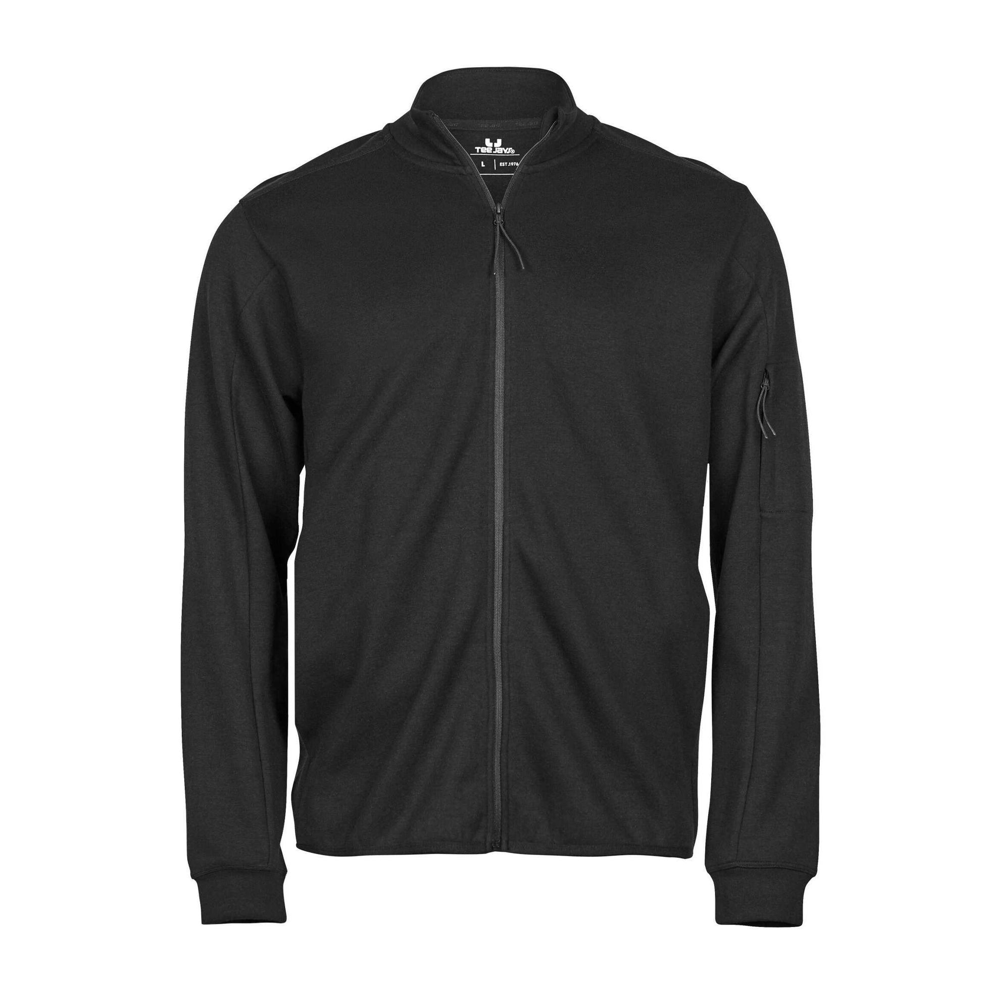 Black - Front - Tee Jays Mens Full Zip Athletic Cardigan