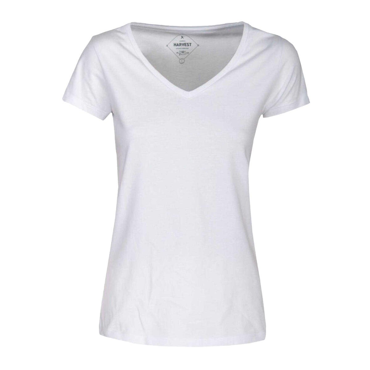 White - Front - James Harvest Womens-Ladies Whailford V Neck T-Shirt