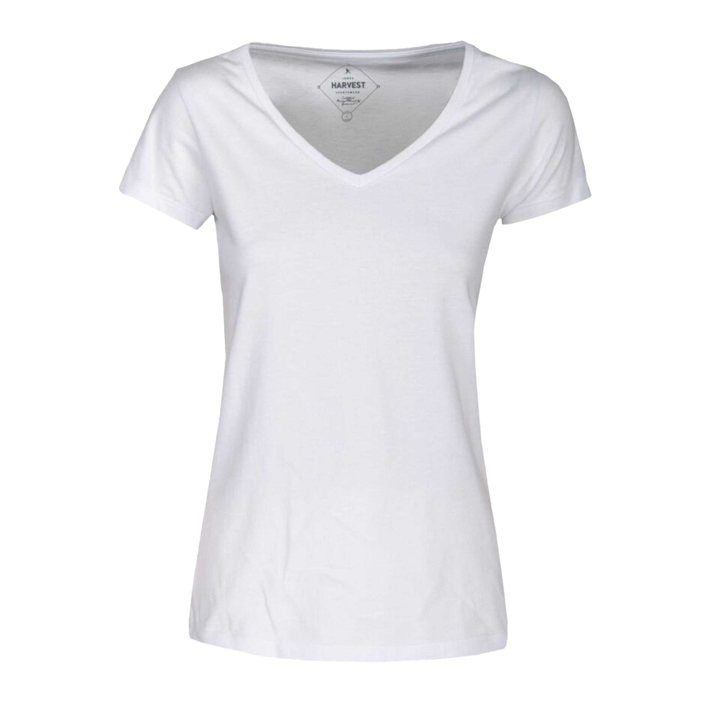 White - Front - James Harvest Womens-Ladies Whailford V Neck T-Shirt