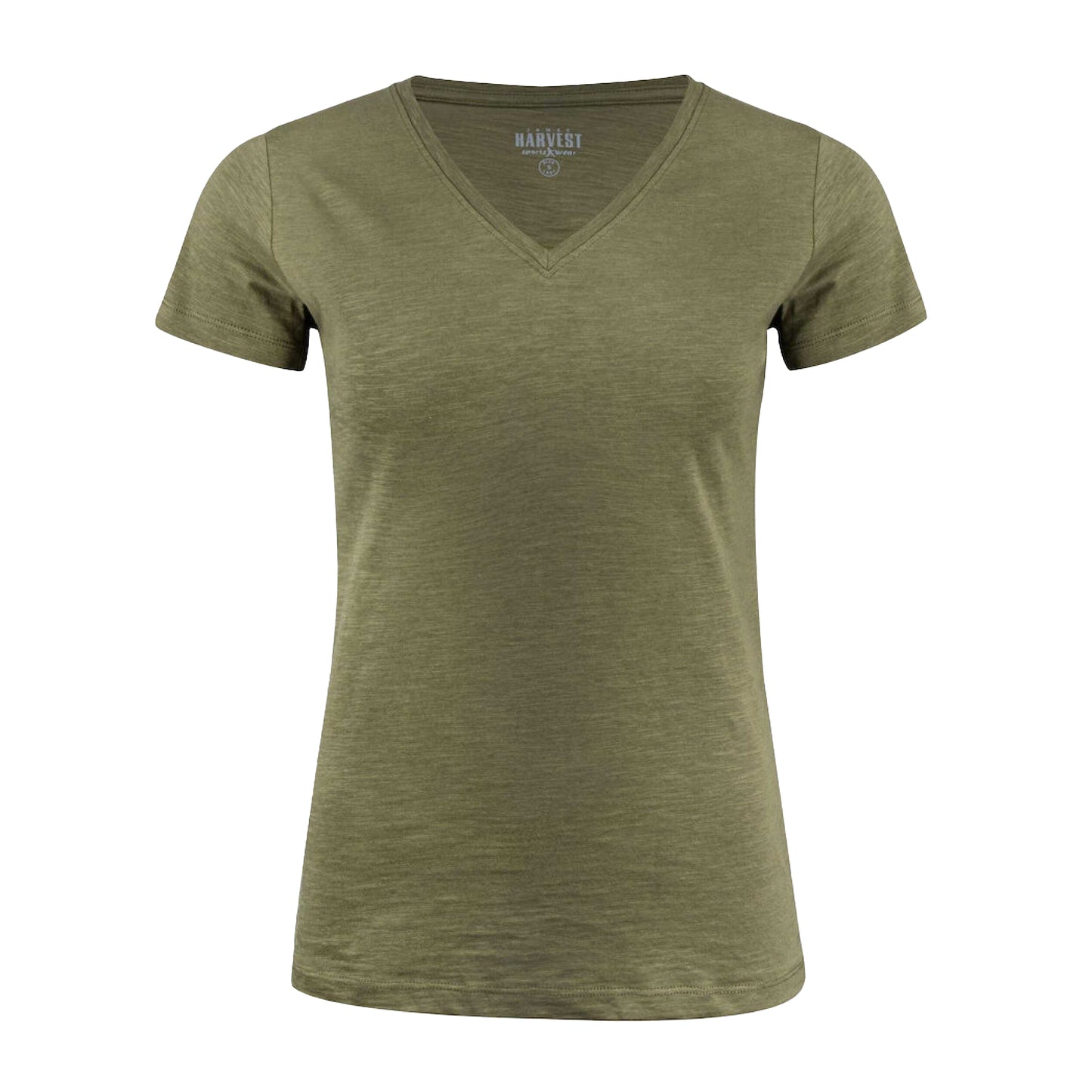Moss Green - Front - James Harvest Womens-Ladies Whailford V Neck T-Shirt
