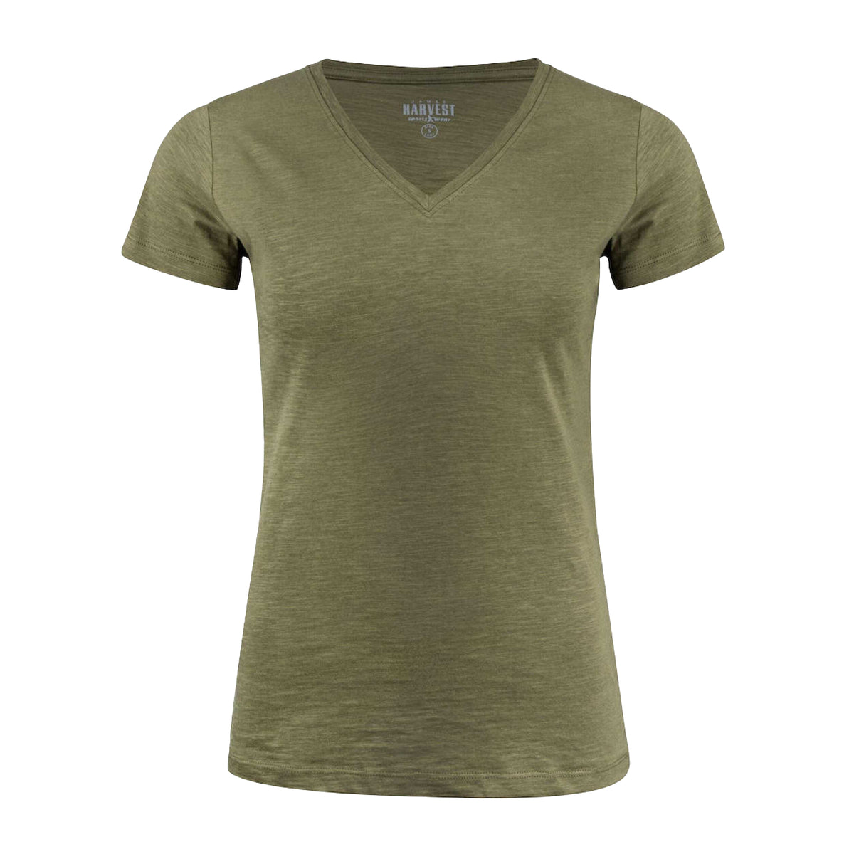 Moss Green - Front - James Harvest Womens-Ladies Whailford V Neck T-Shirt
