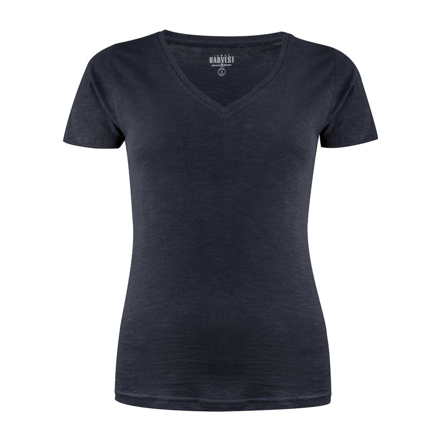 Navy - Front - James Harvest Womens-Ladies Whailford V Neck T-Shirt