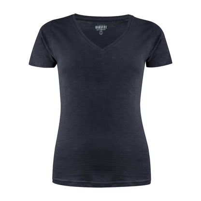 Navy - Front - James Harvest Womens-Ladies Whailford V Neck T-Shirt