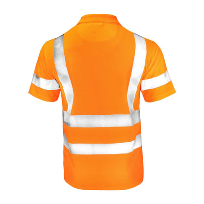 Hi Vis Orange - Back - Jobman Mens High-Vis Polo Shirt