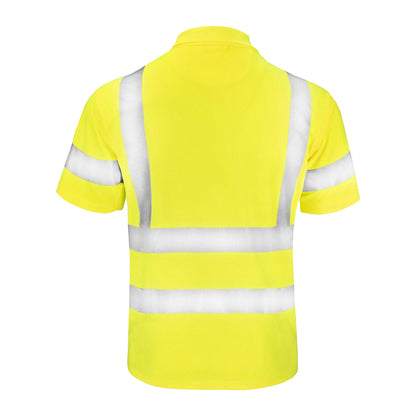 Hi Vis Yellow - Back - Jobman Mens High-Vis Polo Shirt