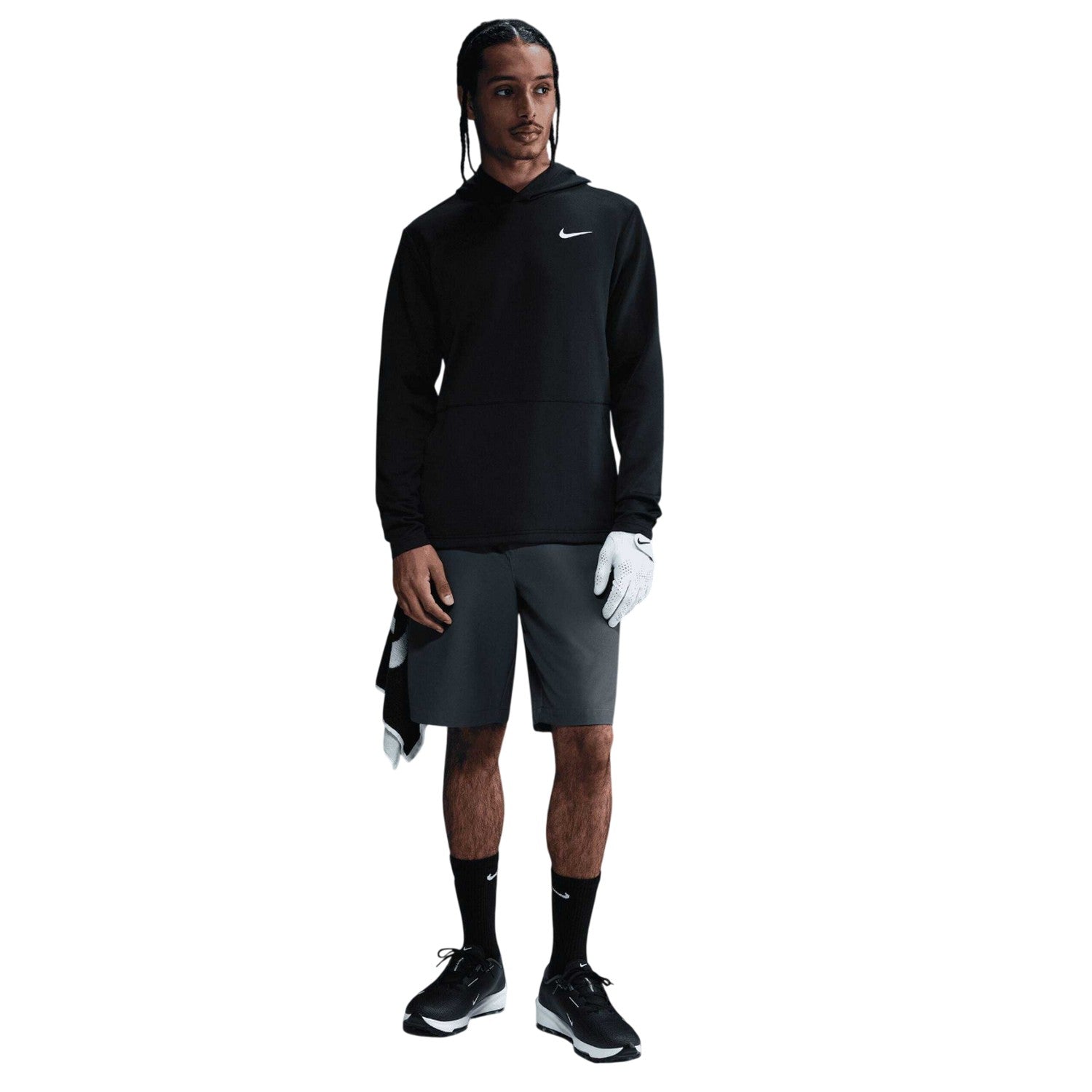 Black-White - Pack Shot - Nike Mens Therma Flex Dri-FIT Golf Hoodie