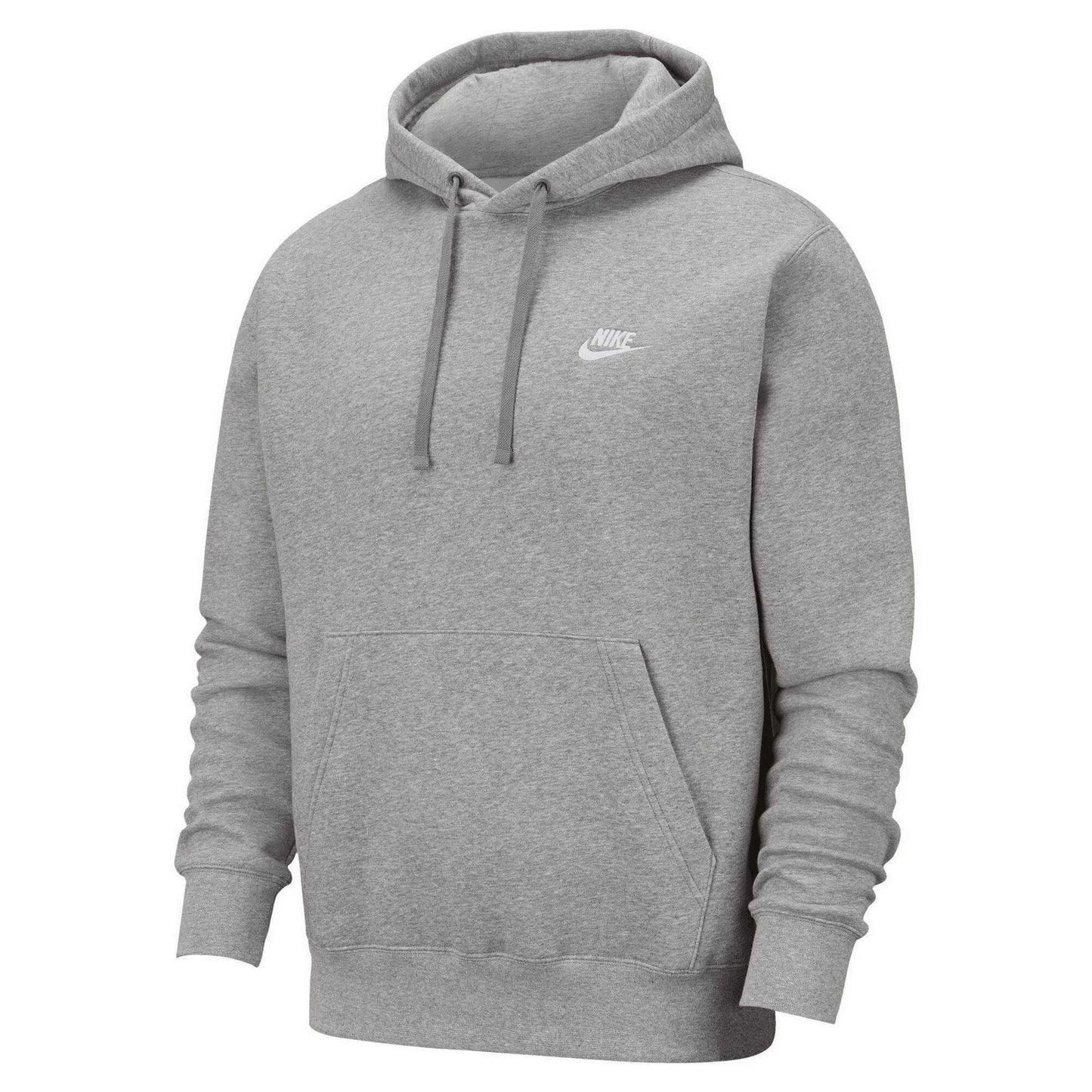 Dark Grey Heather-Matted Silver-White - Front - Nike Unisex Adult Sportswear Club Hoodie