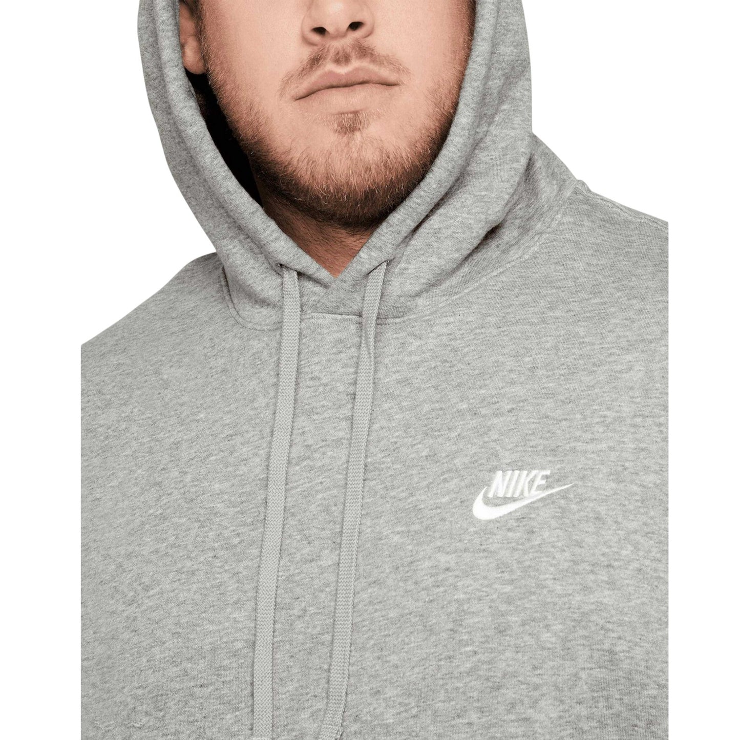 Dark Grey Heather-Matted Silver-White - Side - Nike Unisex Adult Sportswear Club Hoodie