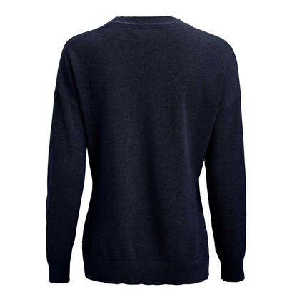 Navy - Back - James Harvest Womens-Ladies Ashland Knitted Casual Sweatshirt