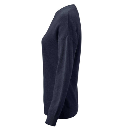 Navy - Side - James Harvest Womens-Ladies Ashland Knitted Casual Sweatshirt