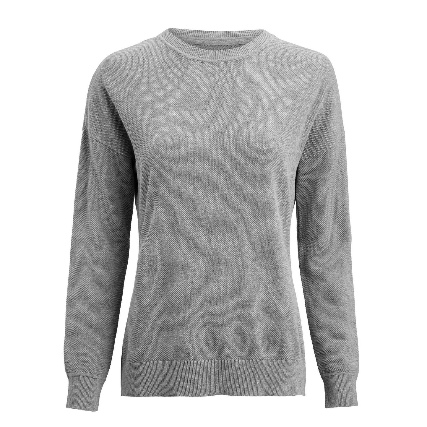 Grey Melange - Front - James Harvest Womens-Ladies Ashland Knitted Casual Sweatshirt