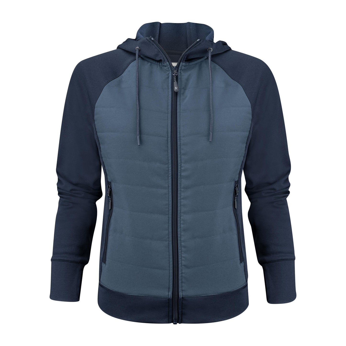 Navy - Back - James Harvest Womens-Ladies Keyport Hooded Hybrid Jacket