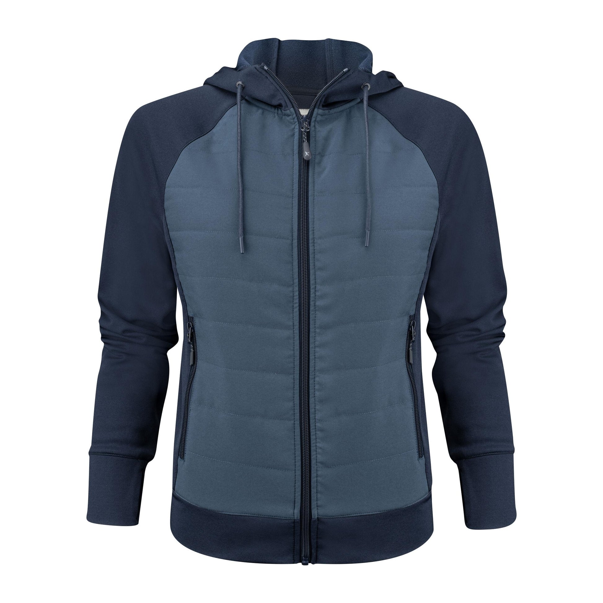 Navy - Back - James Harvest Womens-Ladies Keyport Hooded Hybrid Jacket