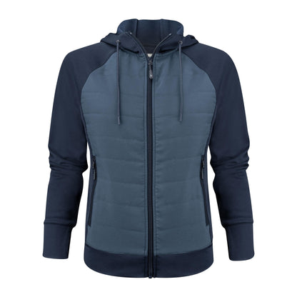 Navy - Back - James Harvest Womens-Ladies Keyport Hooded Hybrid Jacket
