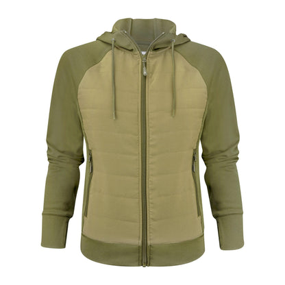 Moss Green - Front - James Harvest Womens-Ladies Keyport Hooded Hybrid Jacket