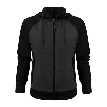 Black - Back - James Harvest Womens-Ladies Keyport Hooded Hybrid Jacket