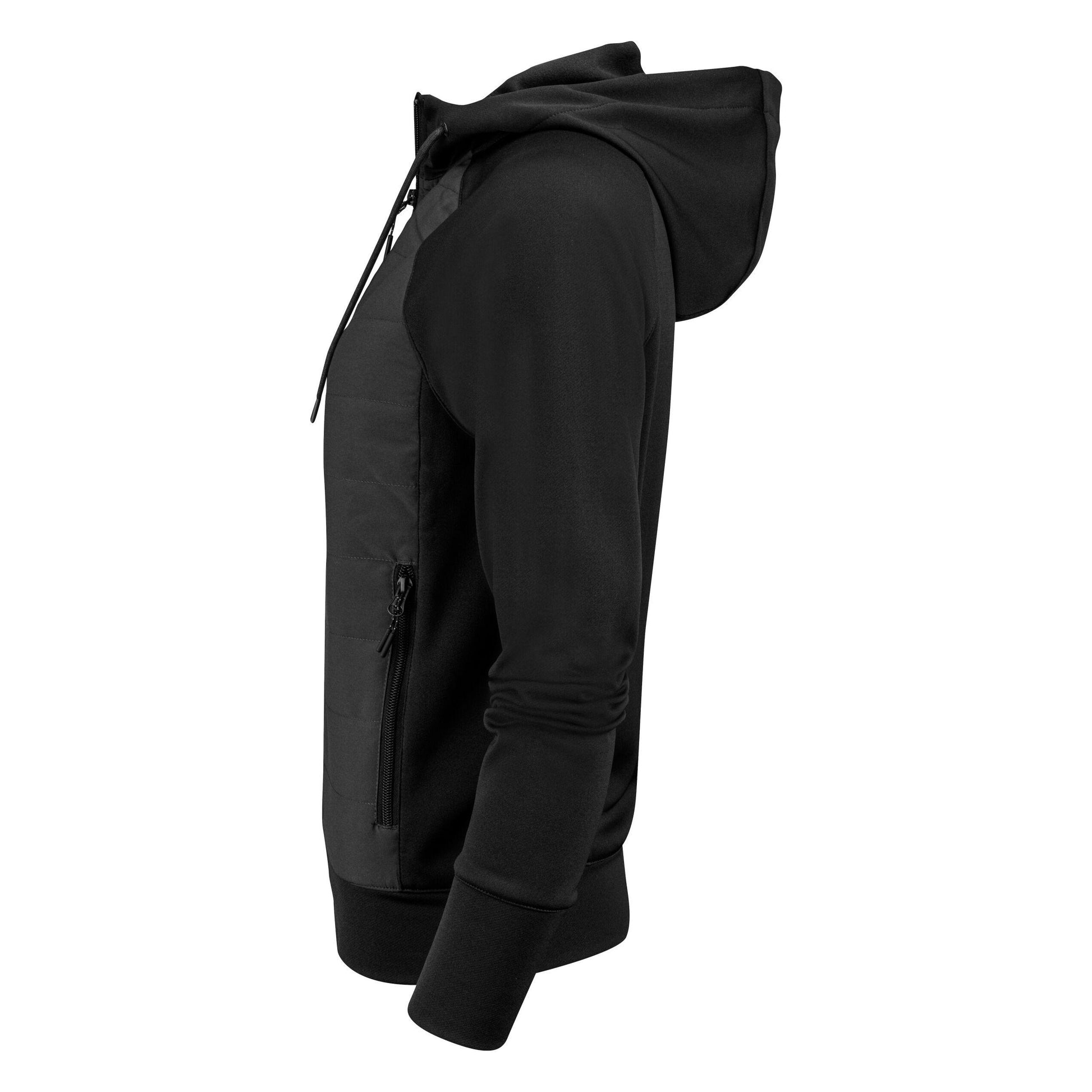 Black - Lifestyle - James Harvest Womens-Ladies Keyport Hooded Hybrid Jacket