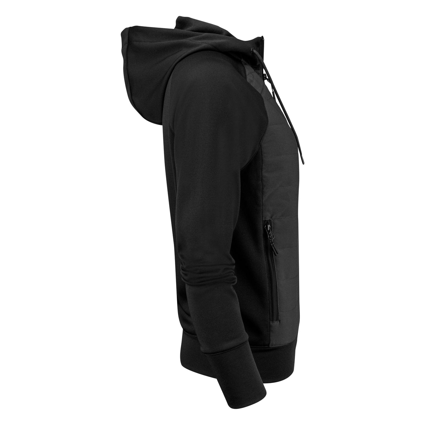Black - Pack Shot - James Harvest Womens-Ladies Keyport Hooded Hybrid Jacket