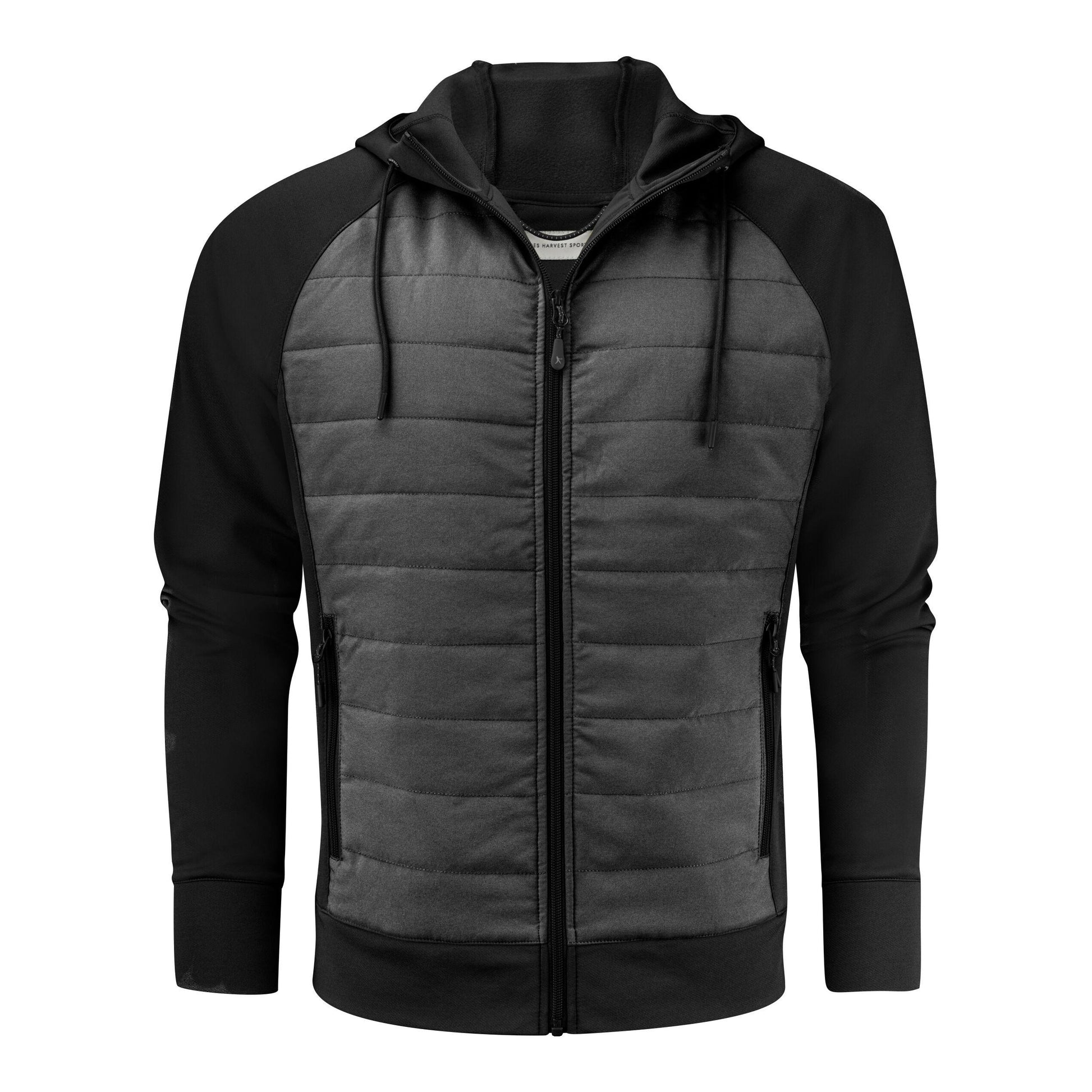Black - Back - James Harvest Mens Keyport Hooded Hybrid Jacket