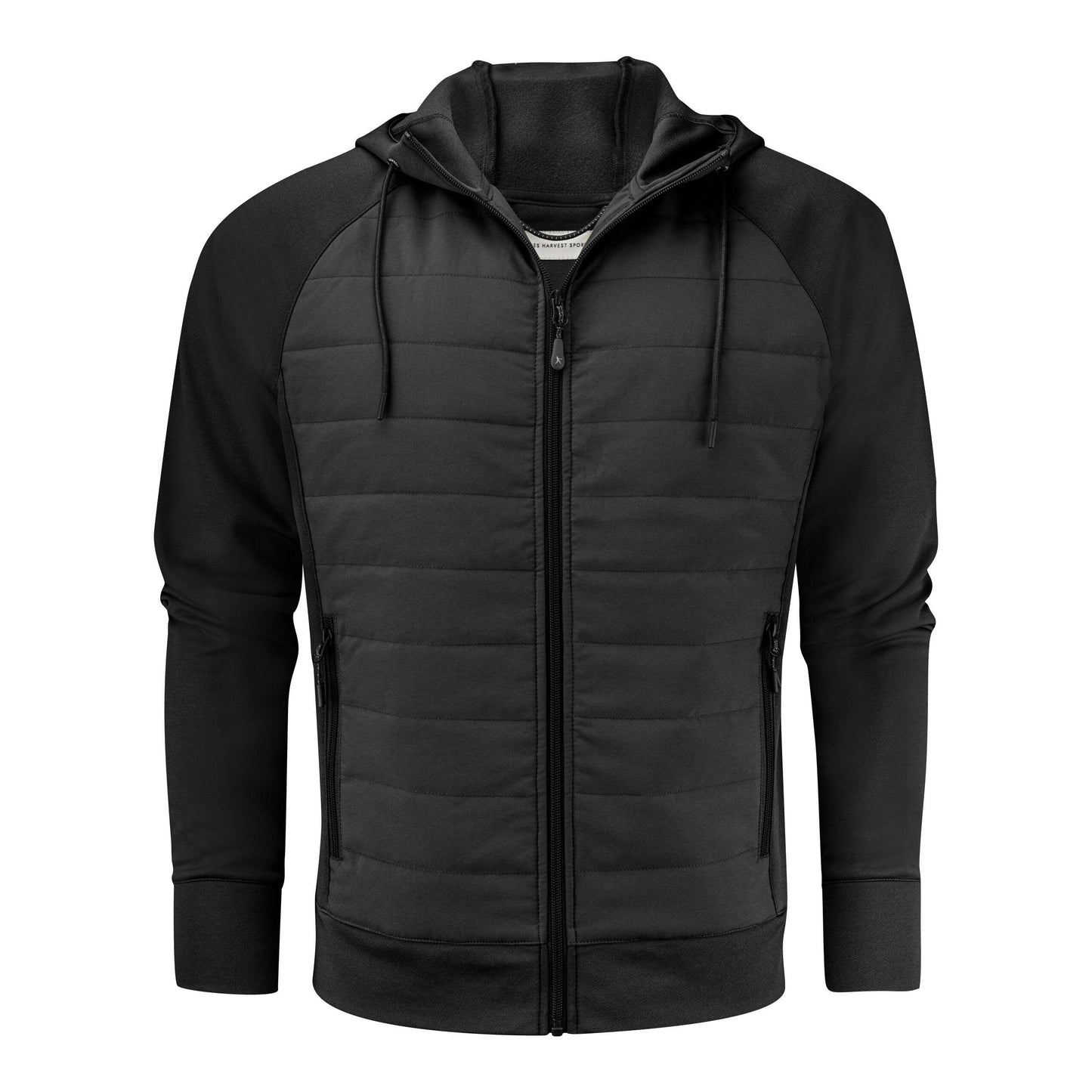 Black - Side - James Harvest Mens Keyport Hooded Hybrid Jacket