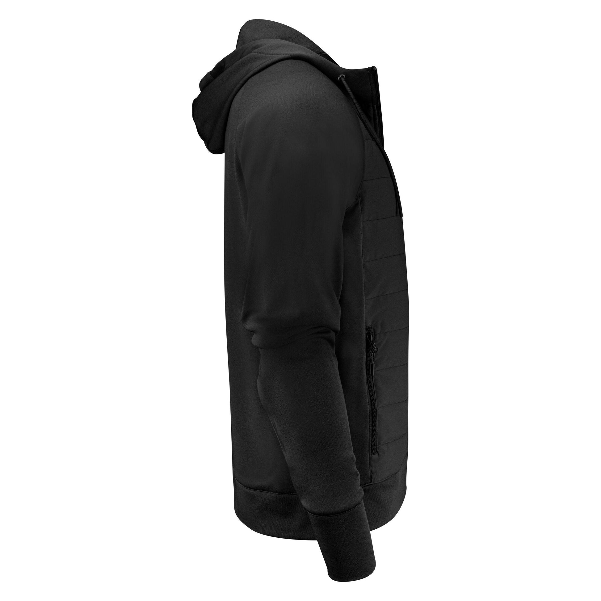 Black - Close up - James Harvest Mens Keyport Hooded Hybrid Jacket