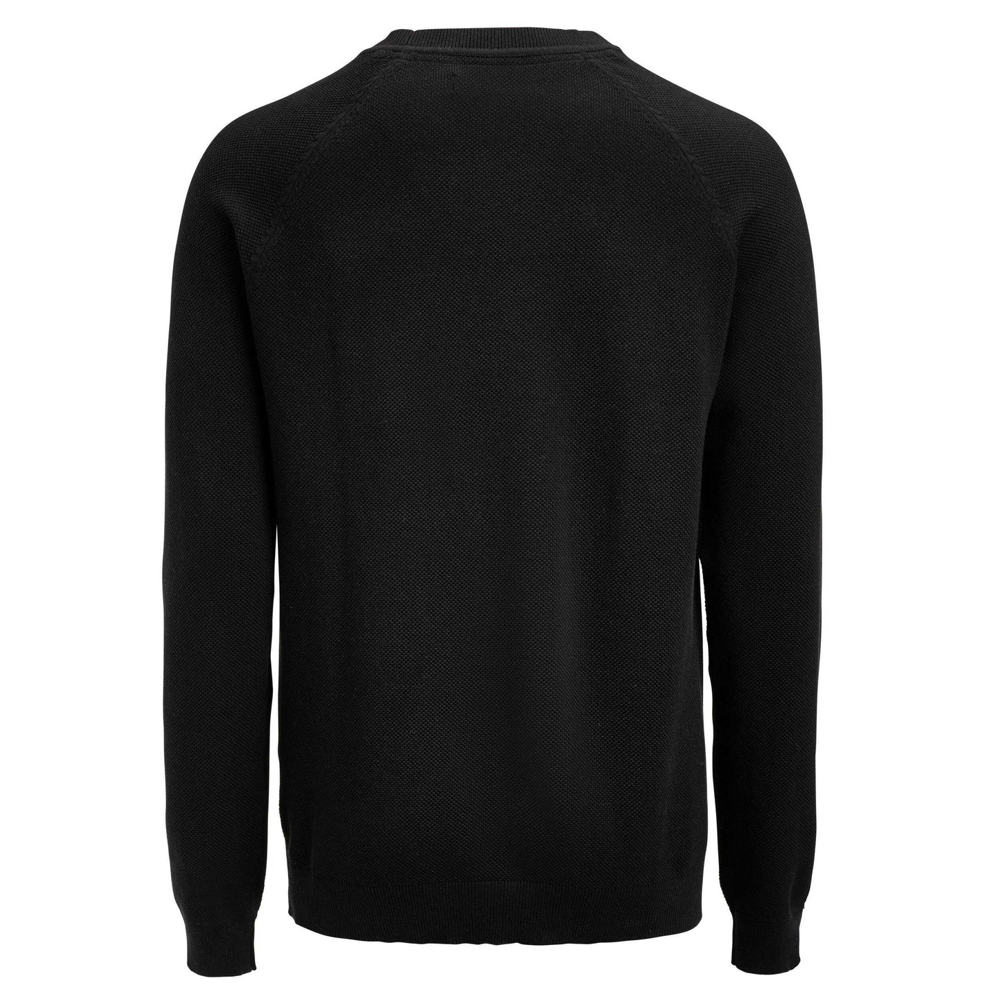 Black - Back - James Harvest Mens Ashland Knitted Raglan Sweatshirt
