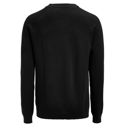 Black - Back - James Harvest Mens Ashland Knitted Raglan Sweatshirt