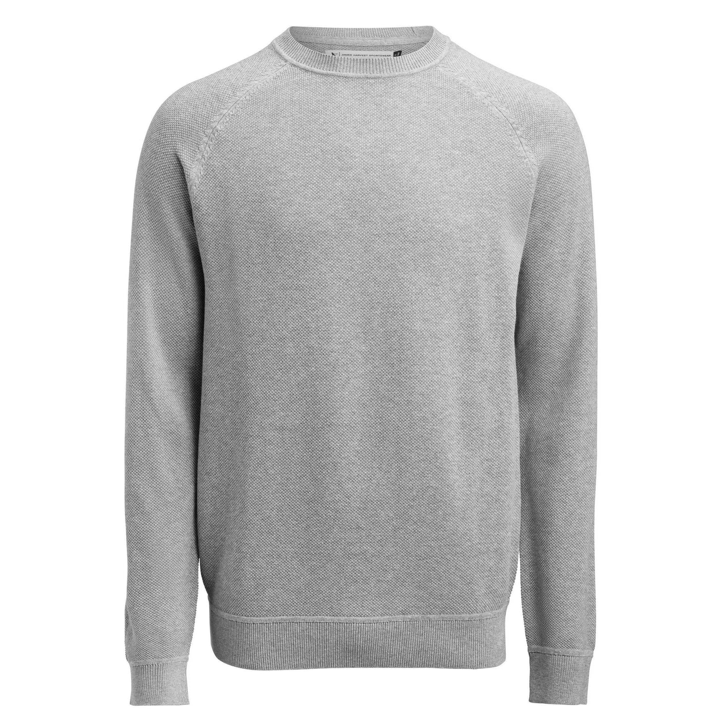 Grey Melange - Front - James Harvest Mens Ashland Knitted Raglan Sweatshirt