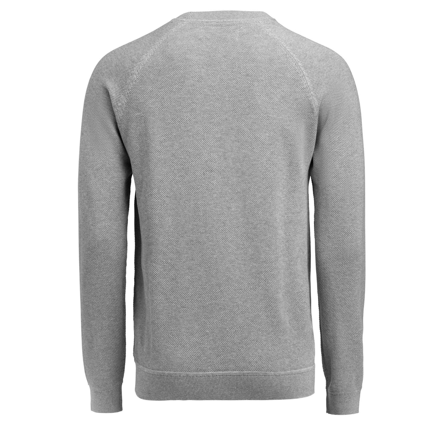 Grey Melange - Back - James Harvest Mens Ashland Knitted Raglan Sweatshirt