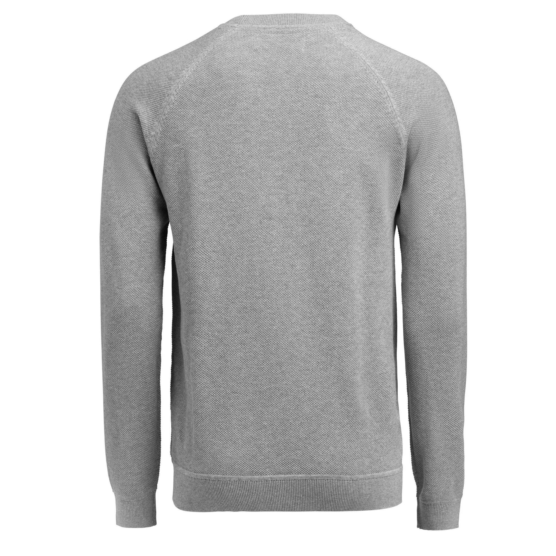 Grey Melange - Back - James Harvest Mens Ashland Knitted Raglan Sweatshirt