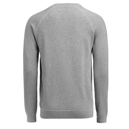 Grey Melange - Back - James Harvest Mens Ashland Knitted Raglan Sweatshirt